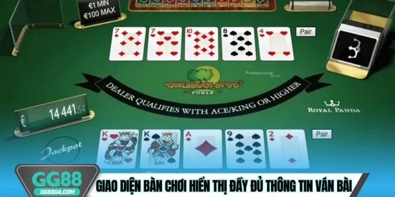 Giao diện bàn chơi hiển thị đầy đủ thông tin ván bài